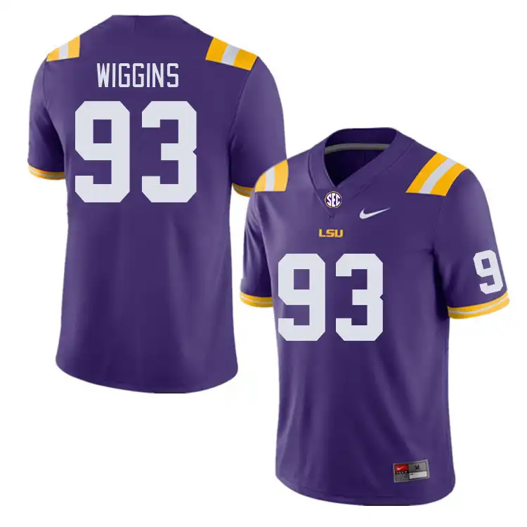 Men's LSU Tigers Quency Wiggins #93 Purple NCAA Football Jersey